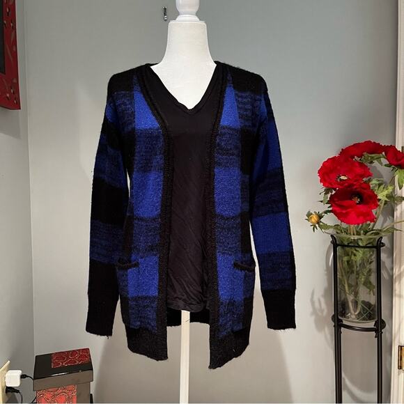 NEW Nordstrom Love by Design Plaid Fuzzy Oversized Grandpa Cardigan Sweater XS - Picture 12 of 12